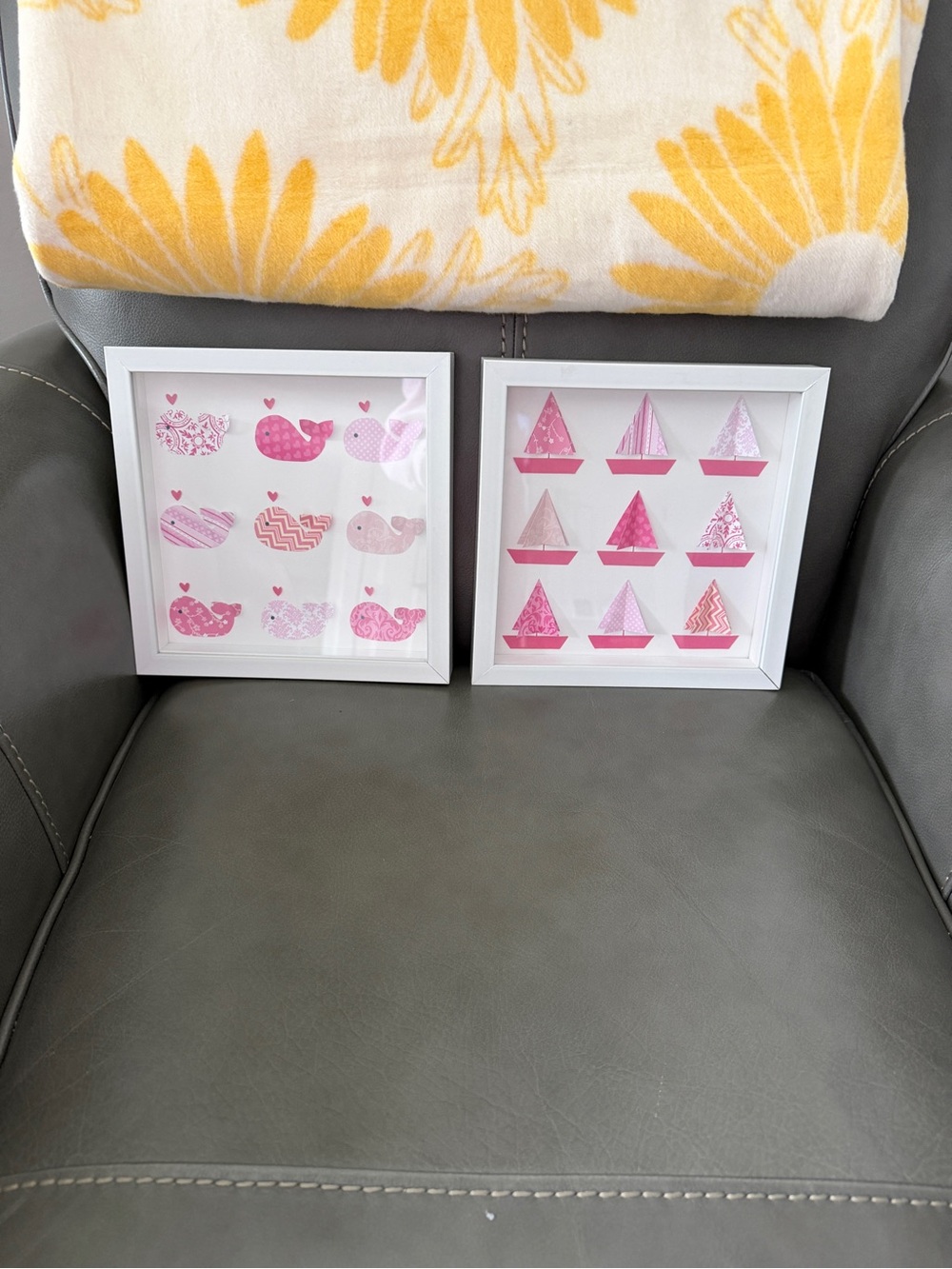 Set of 2 Pink Nursery Wall Art Prints - Sailboats & Whales